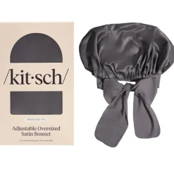 Best Adjustable Oversized Satin Bonnet Charcoal Curly & Coily Accessories|Hair Growth