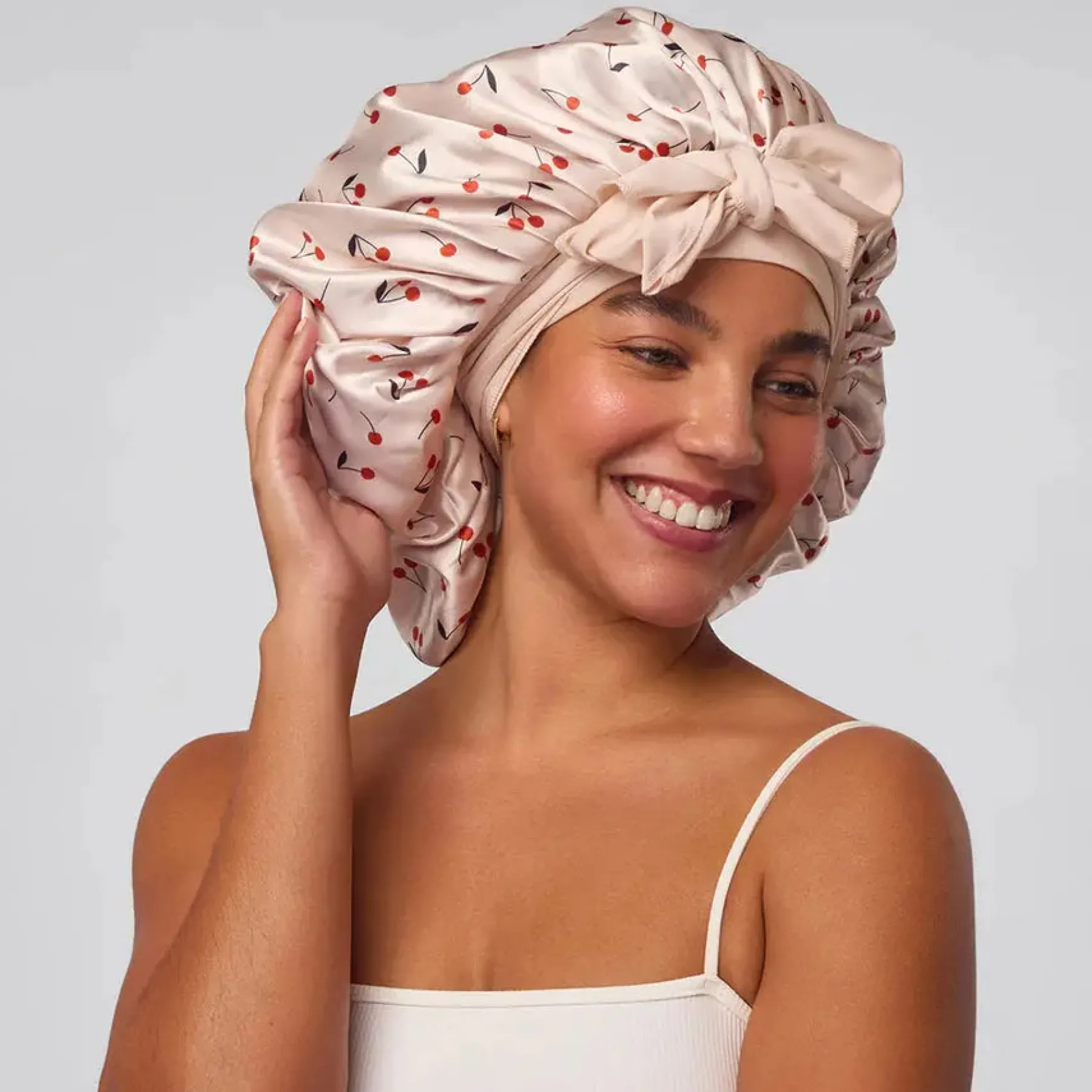 Outlet Adjustable Oversized Satin Bonnet Cherry Print Hair Growth|Curly & Coily Accessories
