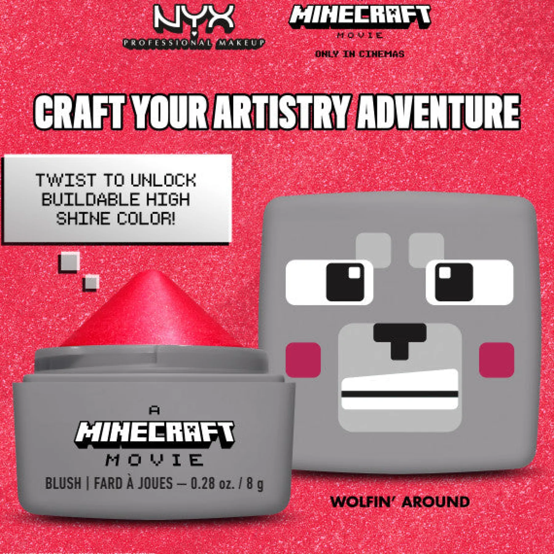 Sale A Minecraft Movie Cheeky Mob Balms Blush Wolfin' Around Rouge