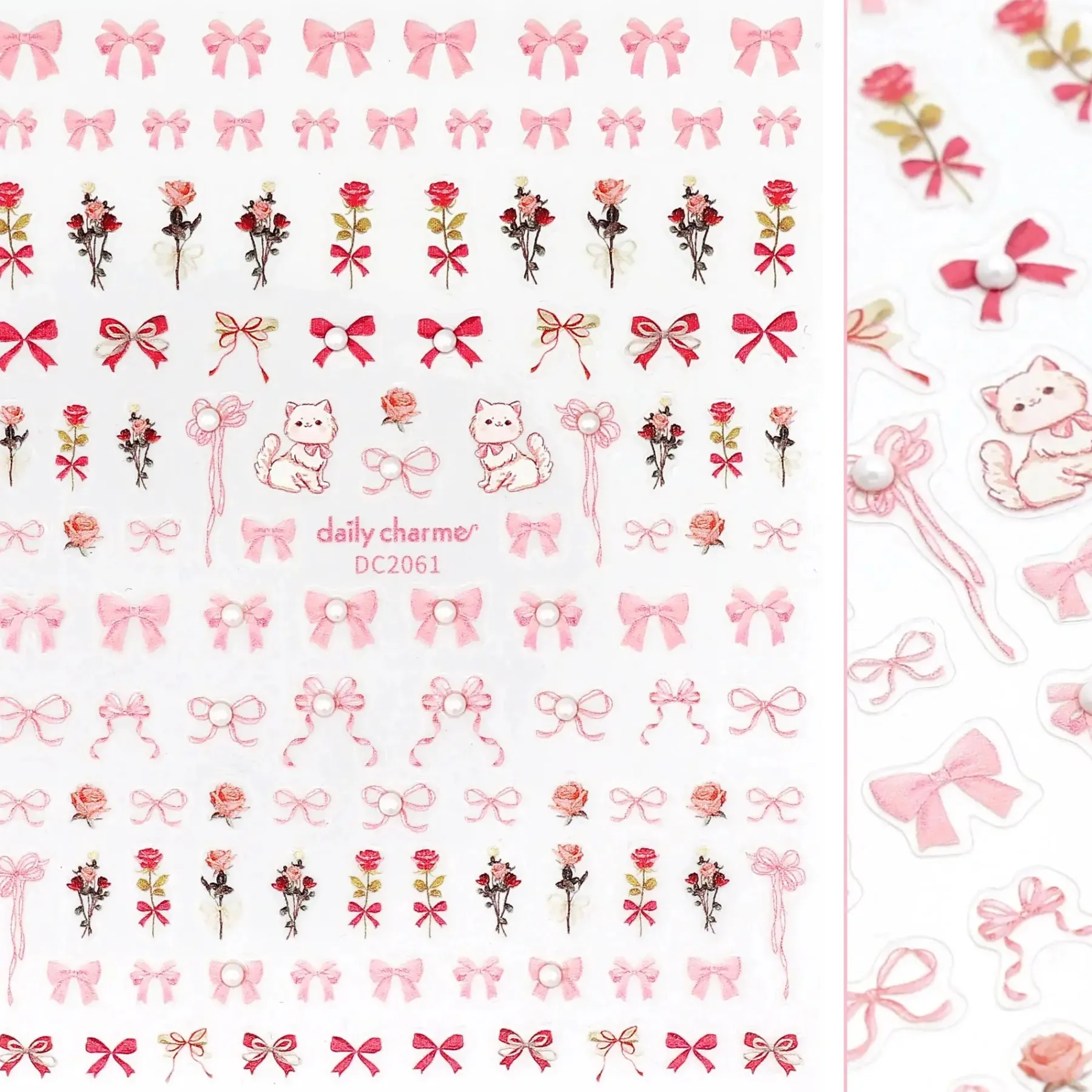 New Bejeweled Nail Art Sticker Coquette Roses Nagelkunst