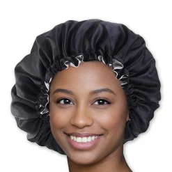 Black/Grey Satin Hair Bonnet Reversable Hair Growth|Haarprobleem
