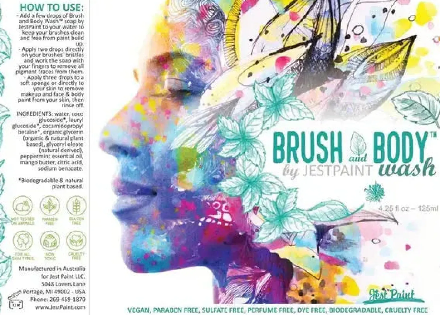 New Brush and Body Wash Face, Body and Brush Soap by Jest Paint Schminke|Schminke