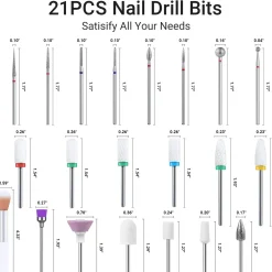 Best Ceramic Diamond Carbide Nail Drill Bits with Portable Holder Case 21Pcs 1. Nagels Voorbereiden|1. Nagels Voorbereiden