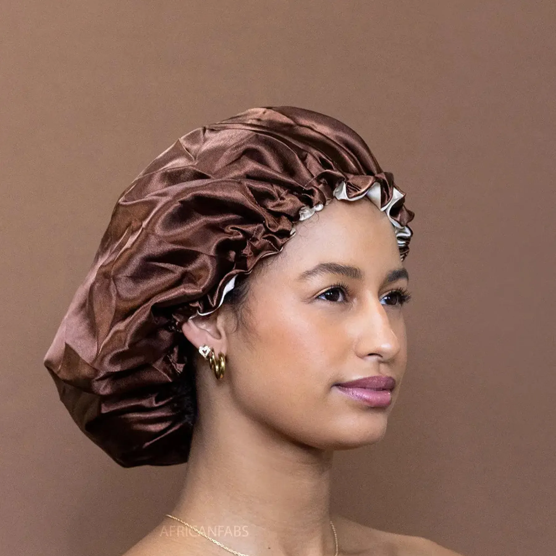Outlet Chocolate Brown Satin Hair Bonnet Reversable Curly & Coily Accessories|Hair Growth