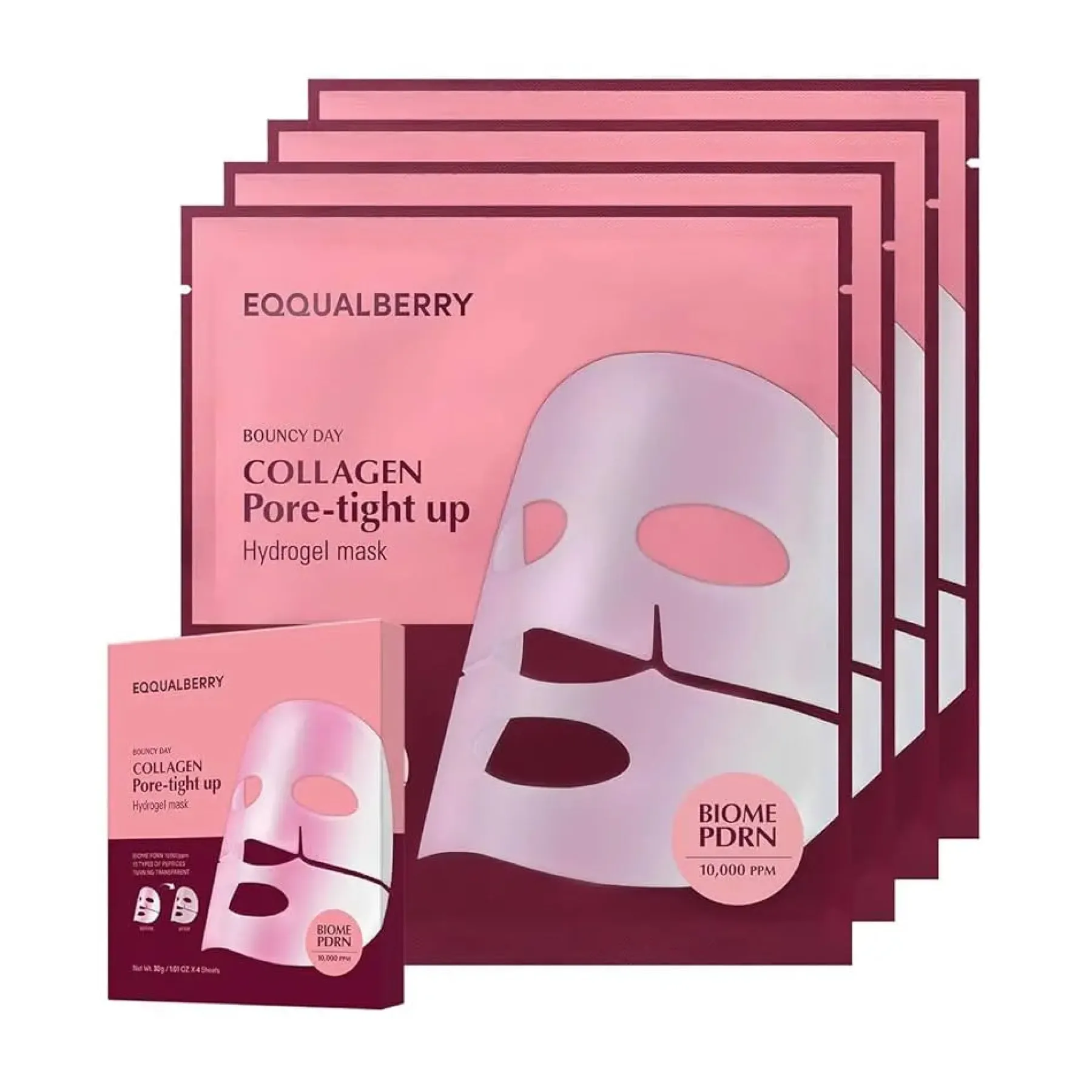New Collagen Pore-Right Up Hydrogel Mask 4-Pack Hauptzutat|Gesichtsmasken
