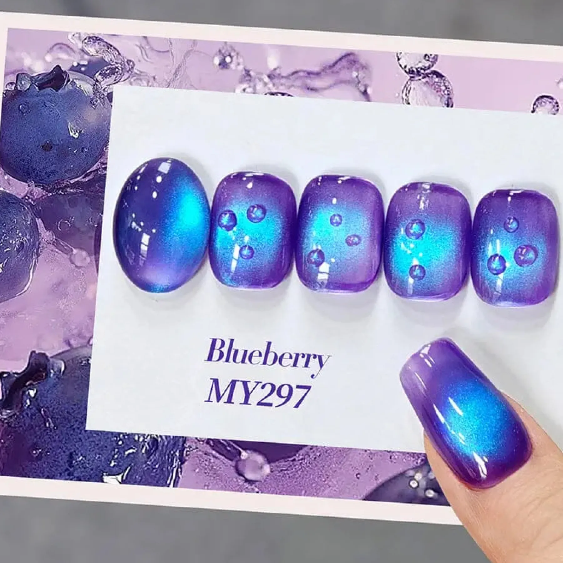 Sale Colored Cat Magnetic Gel Fruit Basket MY297 Blueberry Veganer Nagellack|Cat Eye Gellack