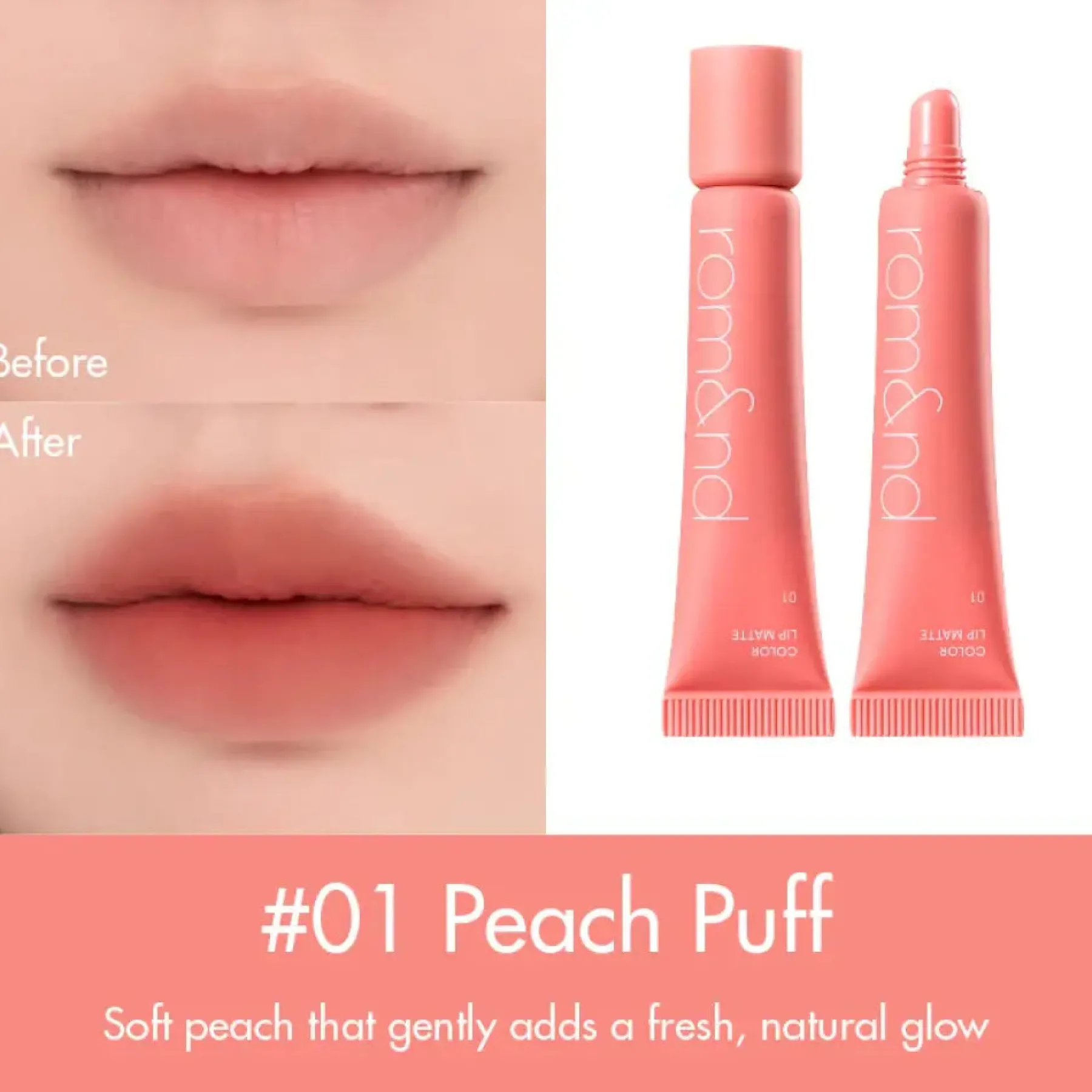 Discount Color Lip Matte 01 Peach Puff Lippenstift|Korean Makeup