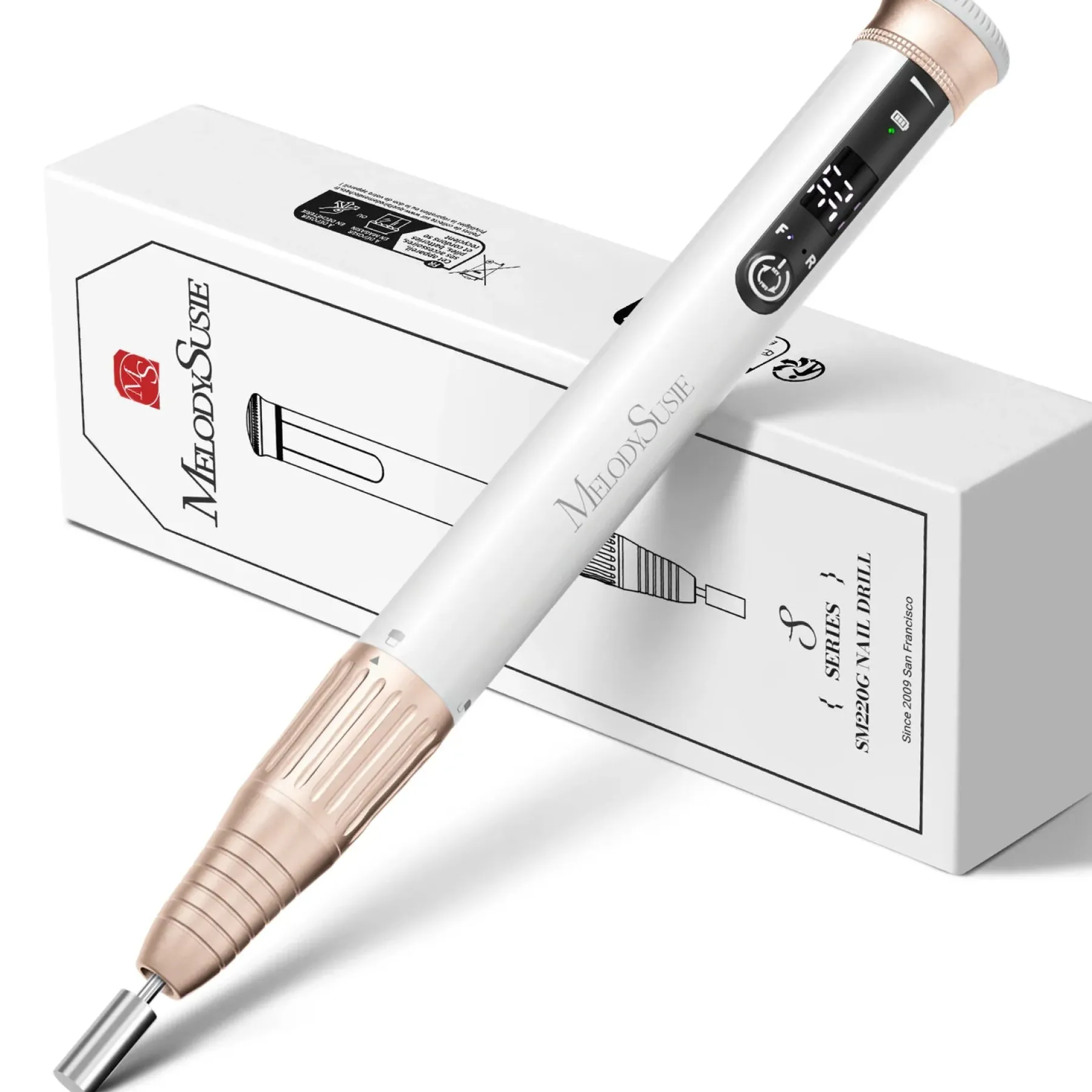Best Cordless & Stepless Speed Rechargeable Nail Drill SM220G White 1. Nagels Voorbereiden|1. Nagels Voorbereiden