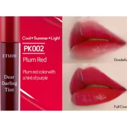New Dear Darling Water Gel Tint PK002 Plum Red Korean Makeup|Lippenstift