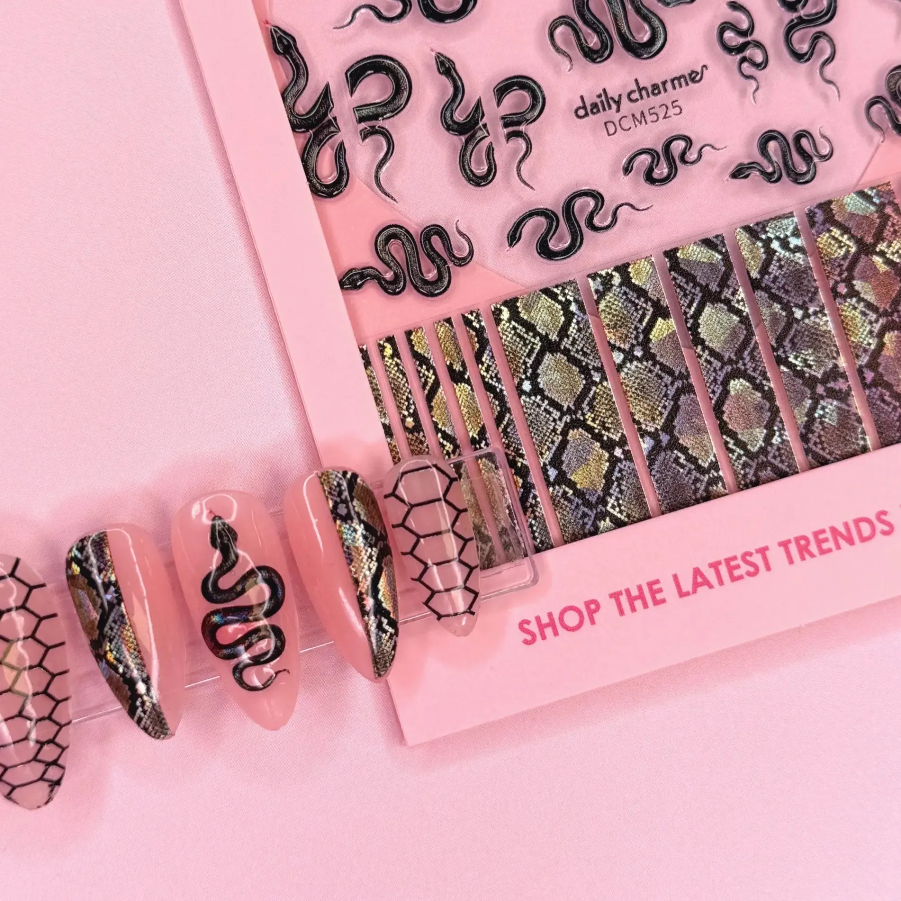 Outlet 3D Embossed Nail Art Sticker Holo Sunbeam Snake Nagelkunst