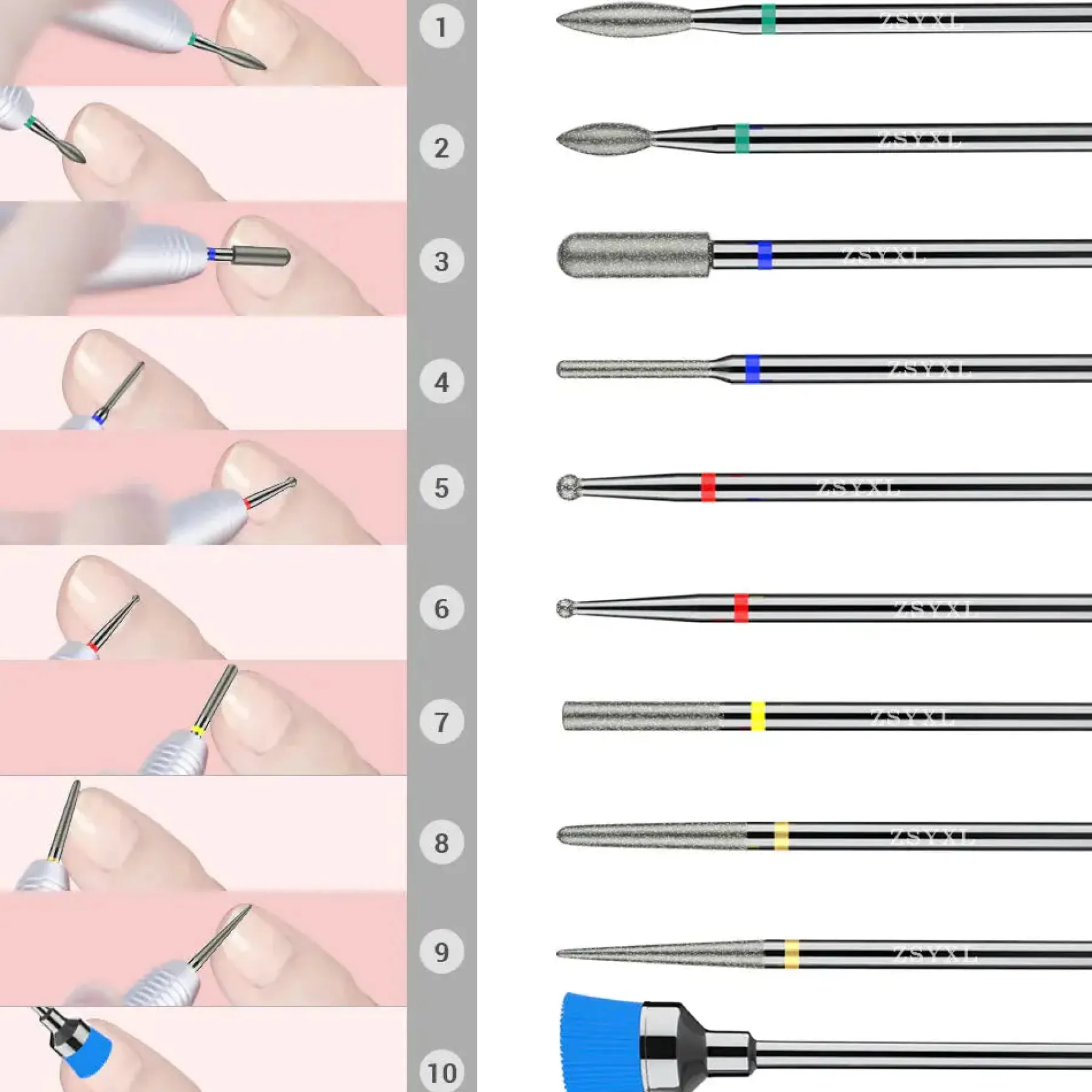 Best Diamond Cuticle Nail Drill Bits Set 10Pcs 1. Nagels Voorbereiden|1. Nagels Voorbereiden