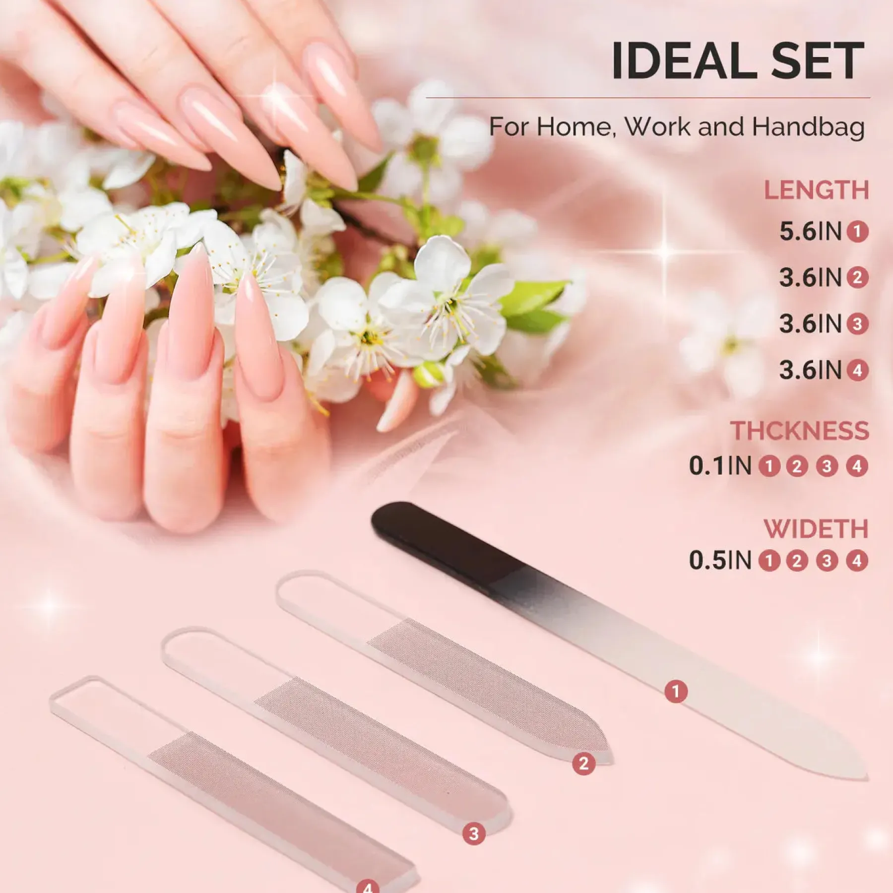 New Double Sided 360 Grit Glass Nail File Set 4Pcs 1. Nagels Voorbereiden|1. Nagels Voorbereiden