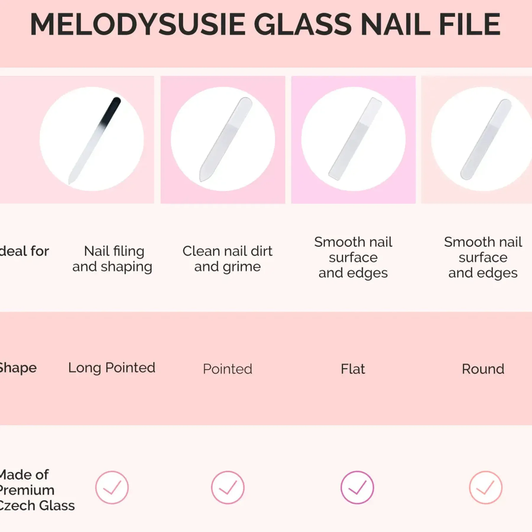 New Double Sided 360 Grit Glass Nail File Set 4Pcs 1. Nagels Voorbereiden|1. Nagels Voorbereiden