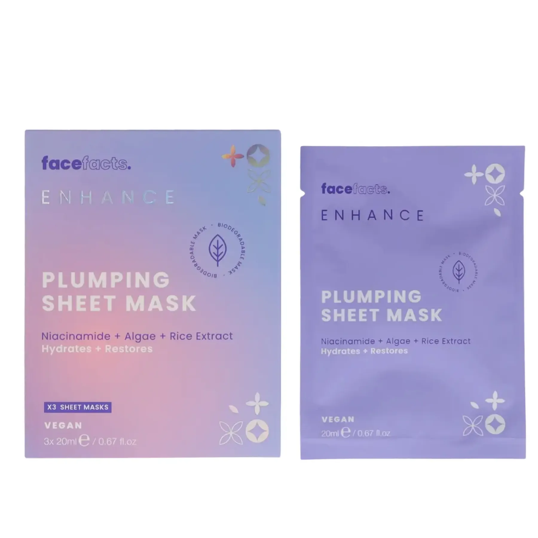 Sale Enhance Plumping Sheet Mask x3 pack Vegan Pflege|Gesichtsmasken
