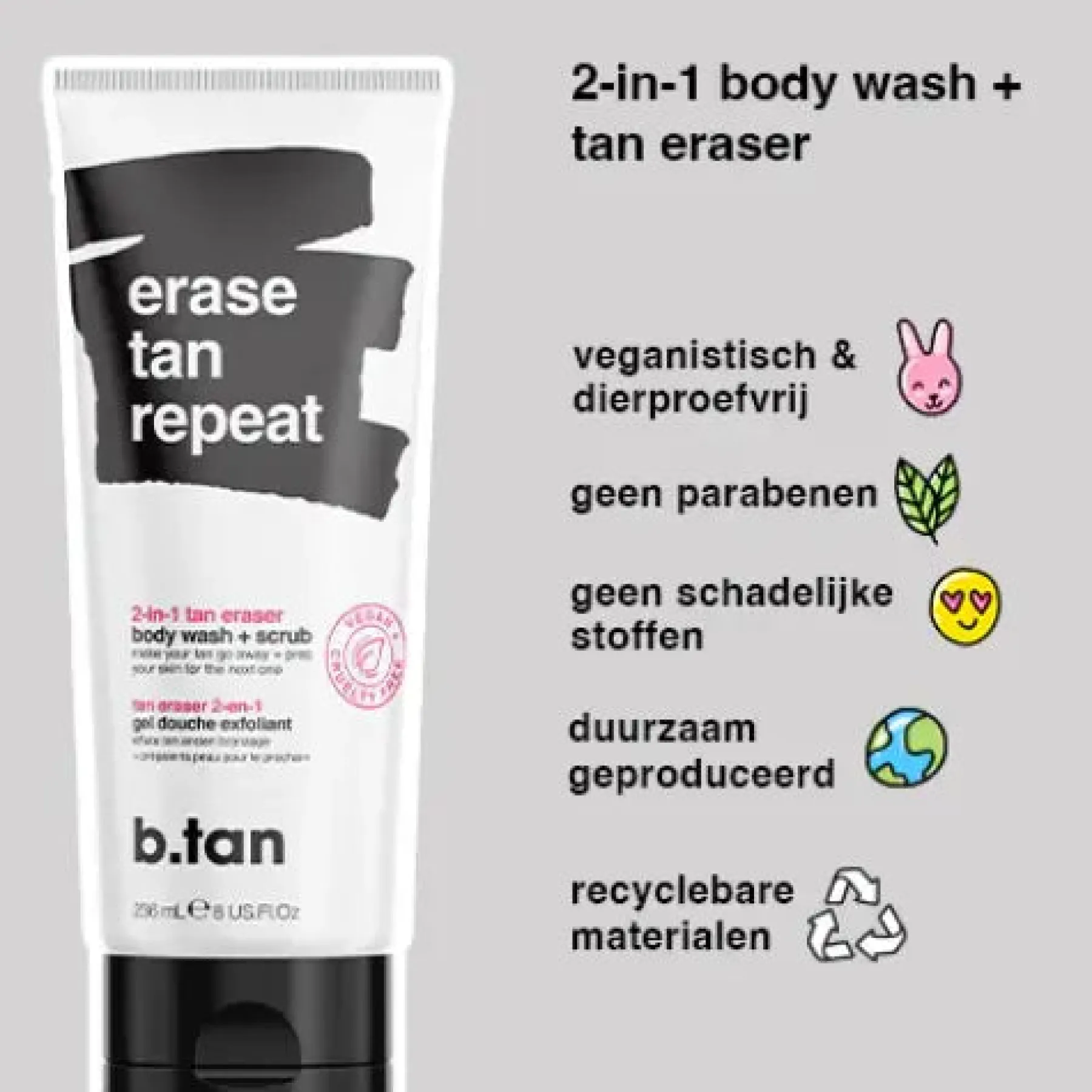 Erase Tan Repeat 2 in 1 Tan Eraser Body Wash + Scrub Körperpeelings|Hauptzutat