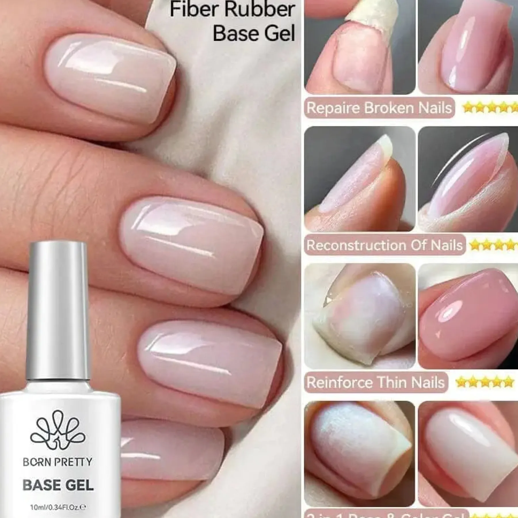 Best Fiber Rubber Base Gel FB01 3. Base Coats|Veganer Nagellack