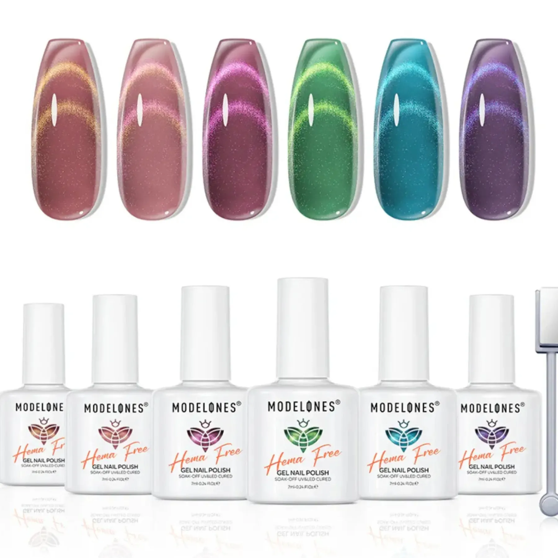 Gel Nail Polish Set Gloaming Coral Veganer Nagellack|Cat Eye Gellack