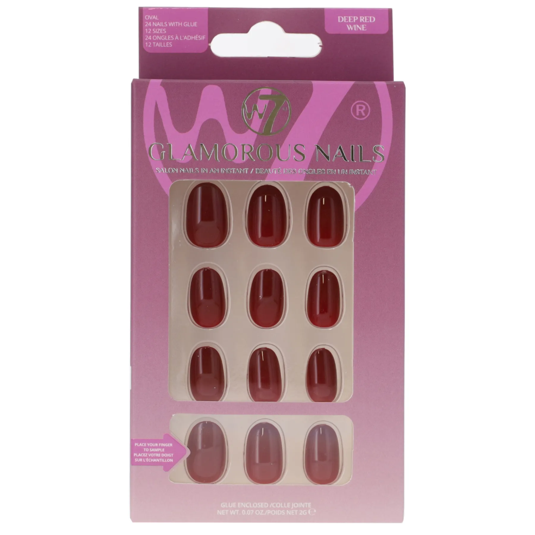 Clearance Glamorous Press-On Nails Deep Red Wine Künstliche Nägel