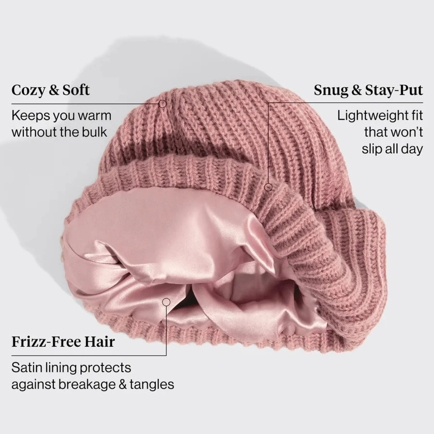 Clearance Glazey™ Satin Lined Beanie Blush Curly & Coily Accessories|Hair Growth
