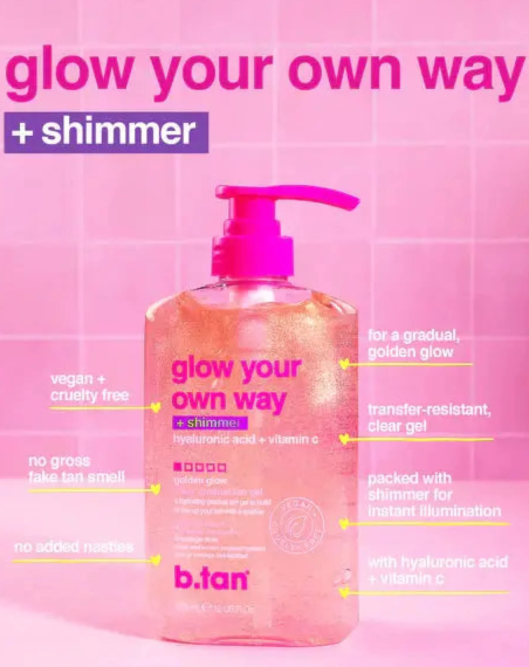Clearance Glow Your Own Way Shimmer Gradual Self Tan Gel Vegan Tanning|Tanning Gel