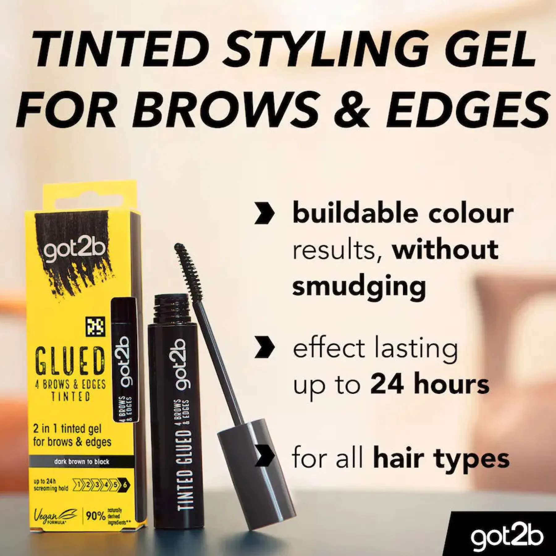 Clearance Got2b Glued 4 Brows & Edges Tinted Gel Black Reisegröße|Vegane Augenbrauen Produkten
