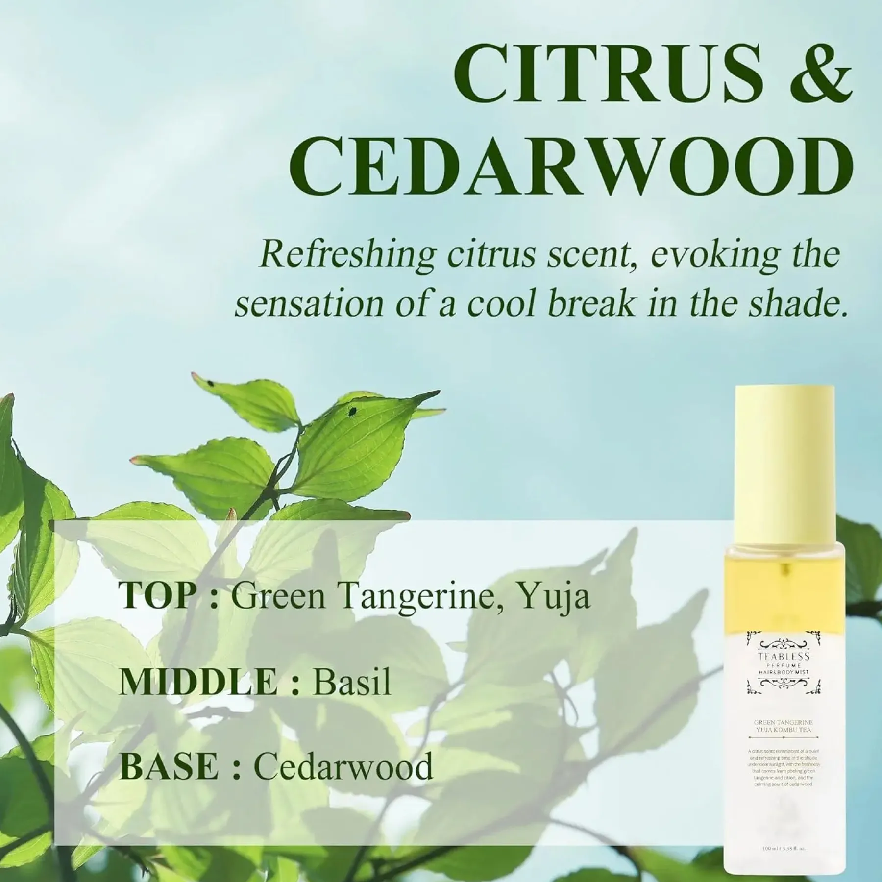 Clearance Green Tangerine Yuja Kombu Tea Perfume Hair & Body Mist Everything Shower|Körpermist