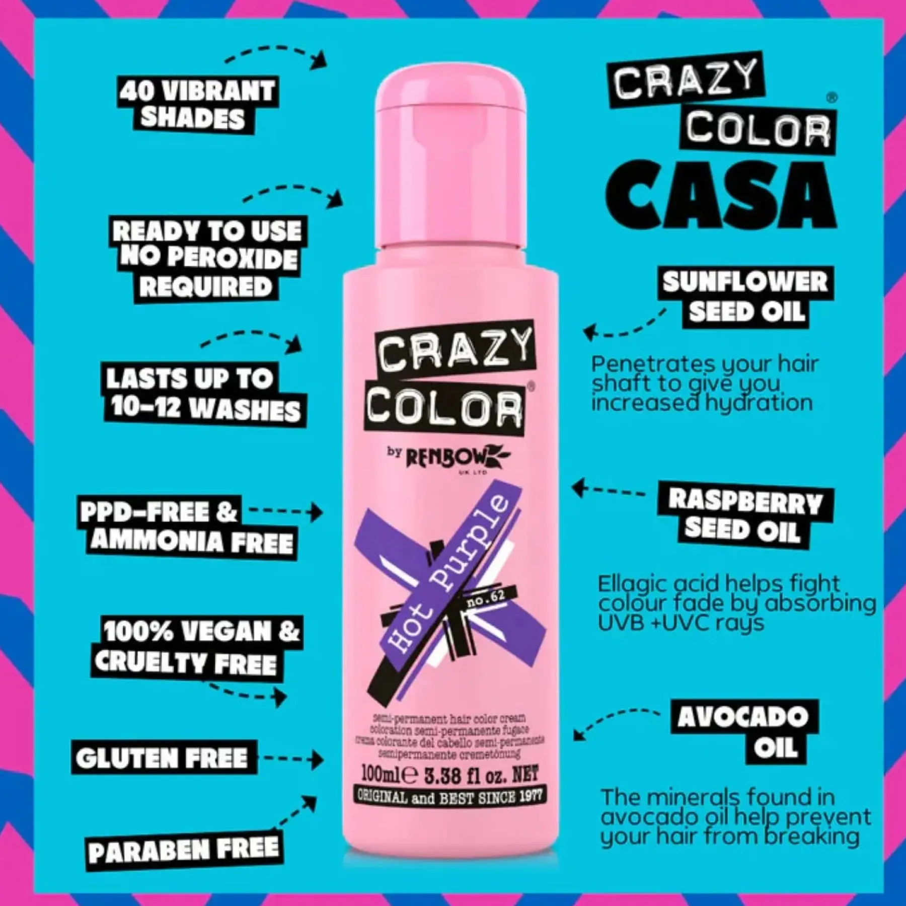 Best 62 Hot Purple Haarfärbemittel|Vegane Haarpflege