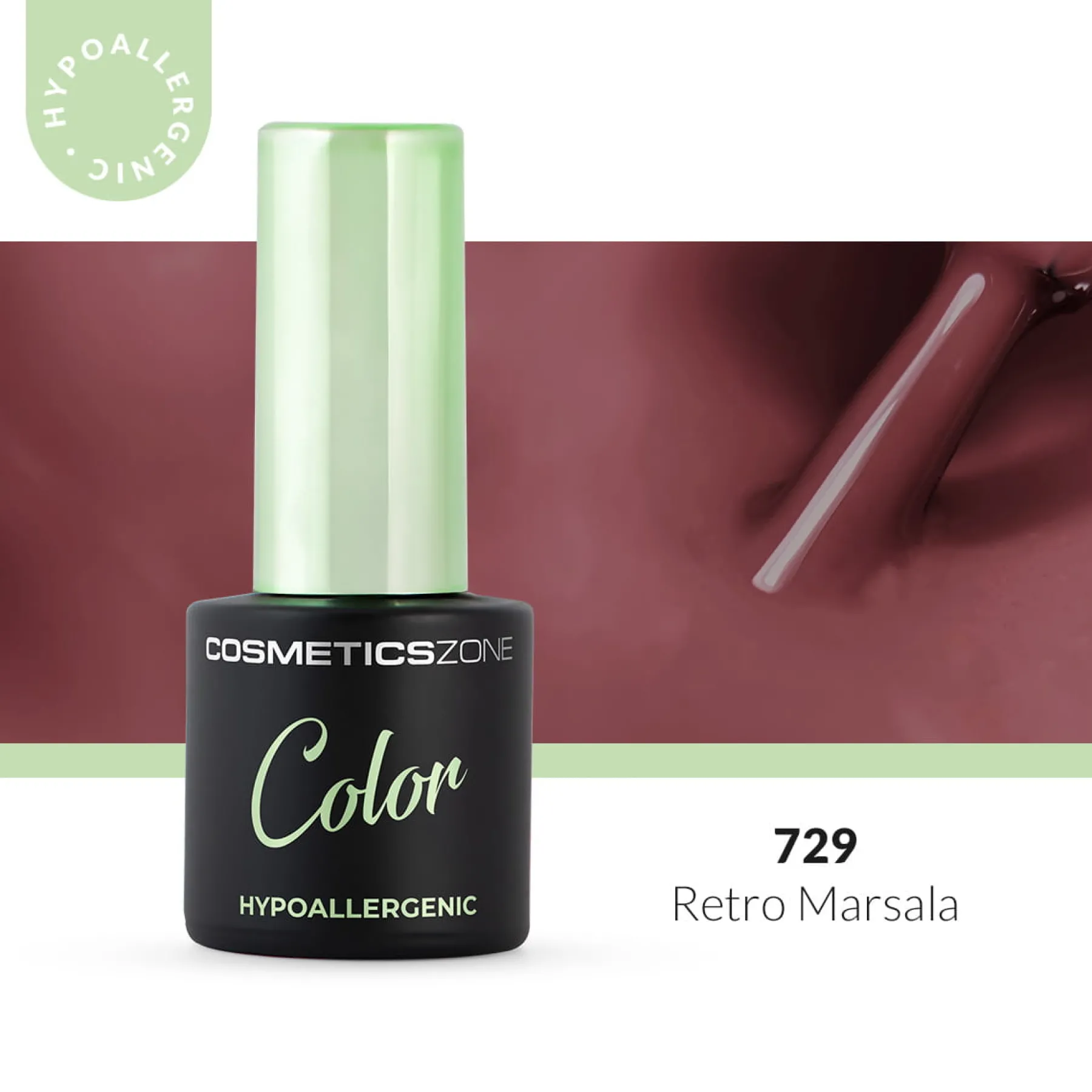 Best Hypoallergenic Hybrid UV/LED Gel Polish Retro Marsala 729 Veganer Nagellack|Hema-Frei