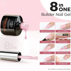 Clearance 8-in-1 Builder Nail Gel Nude Pink Glitter 4. Builder Gels|Veganer Nagellack