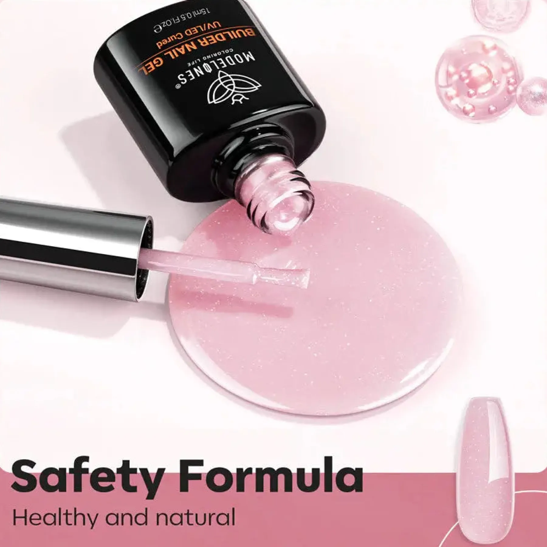 Clearance 8-in-1 Builder Nail Gel Nude Pink Glitter 4. Builder Gels|Veganer Nagellack