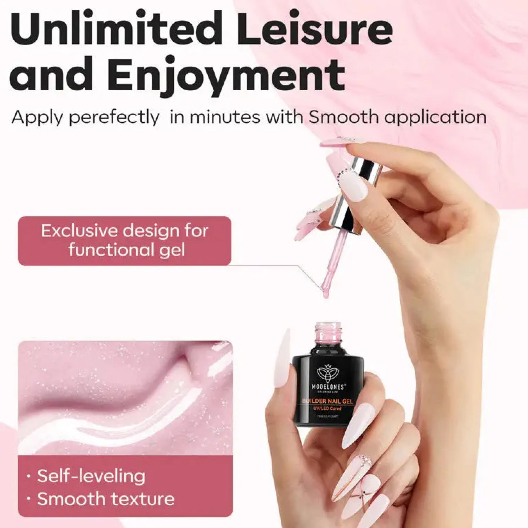 Clearance 8-in-1 Builder Nail Gel Nude Pink Glitter 4. Builder Gels|Veganer Nagellack