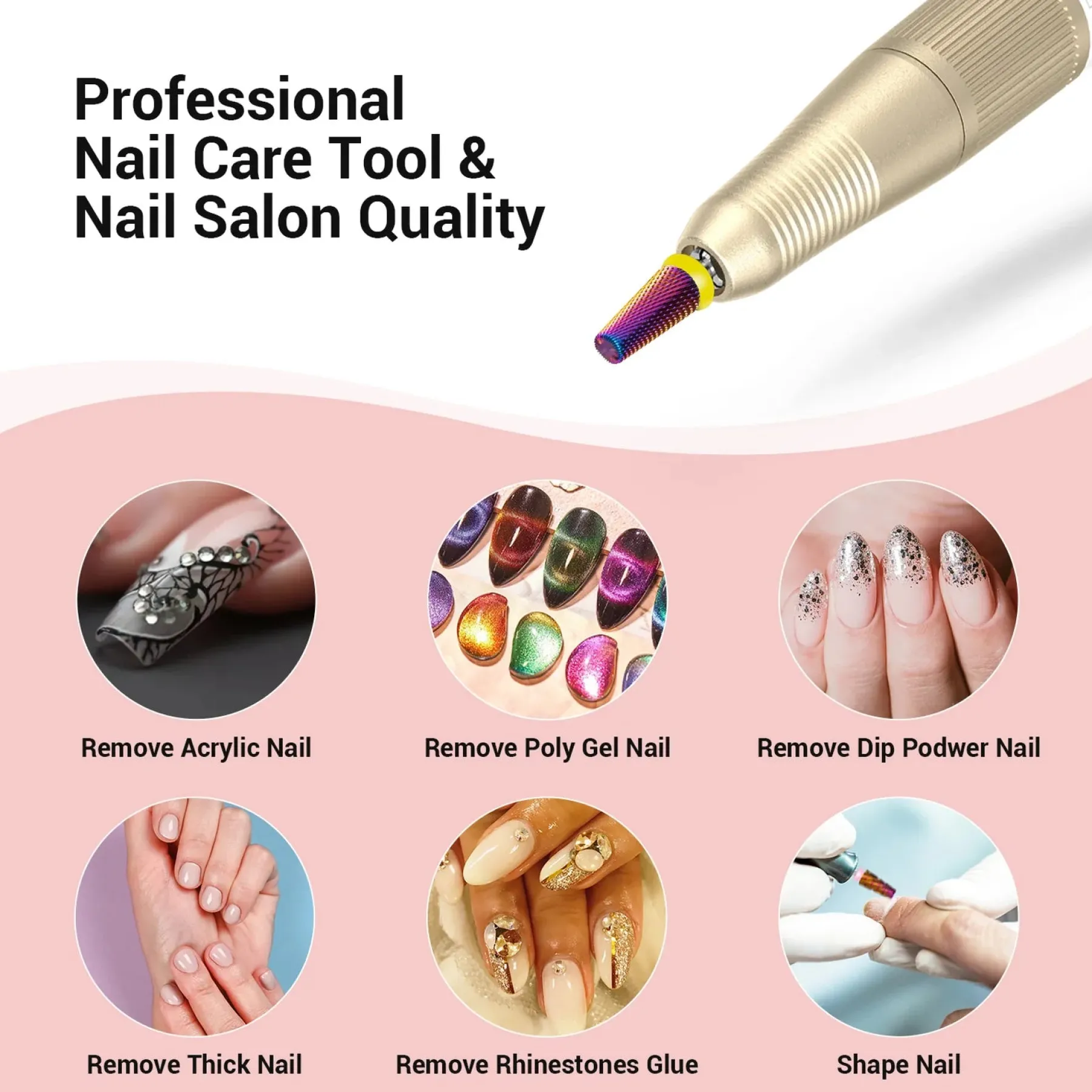 Hot 5-in-1 Cross Cut Tungsten Carbide Nail Drill Bits Fine 1. Nagels Voorbereiden|1. Nagels Voorbereiden