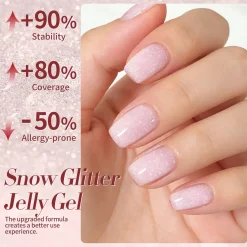 Discount Jelly Nude Snow Glitter Gel JN91 Veganer Nagellack|Hema-Frei