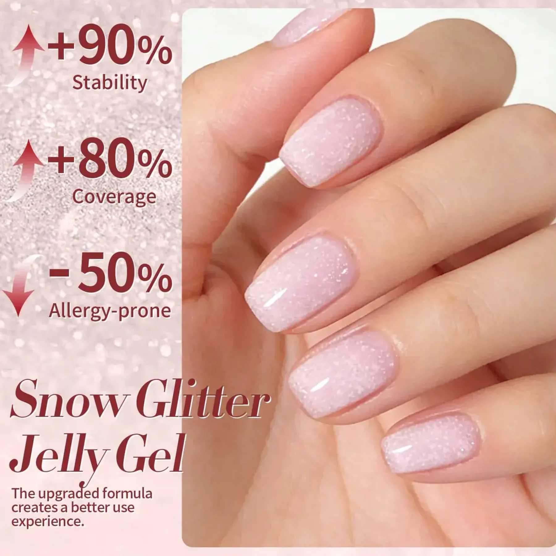 Discount Jelly Nude Snow Glitter Gel JN91 Veganer Nagellack|Hema-Frei