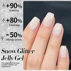 Sale Jelly Nude Snow Glitter Gel JN90 Veganer Nagellack|Hema-Frei