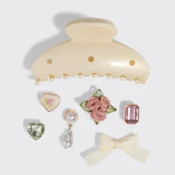 Best Pop Charms & Curved Claw Clip Set Pearlized Cream Haarpflege-Routinen & Sets|Haarspangen & -Clips