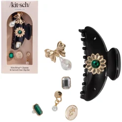 Discount Pop Charms & Curved Claw Clip Set Vintage Black Haarpflege-Routinen & Sets|Haarspangen & -Clips
