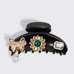 Discount Pop Charms & Curved Claw Clip Set Vintage Black Haarpflege-Routinen & Sets|Haarspangen & -Clips