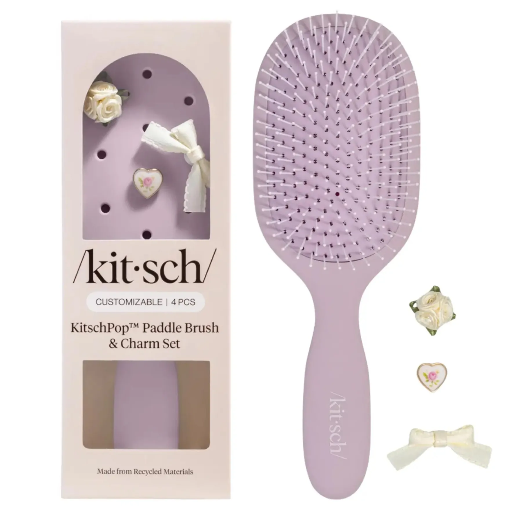 Clearance Pop Paddle Brush & Charm Set Soft Violet Haarpflege-Routinen & Sets|Haarborstels & Kammen