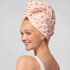 Best XL Hair Towel Wrap Cherry Print Haarhandtücher|Healthy Hair Methode