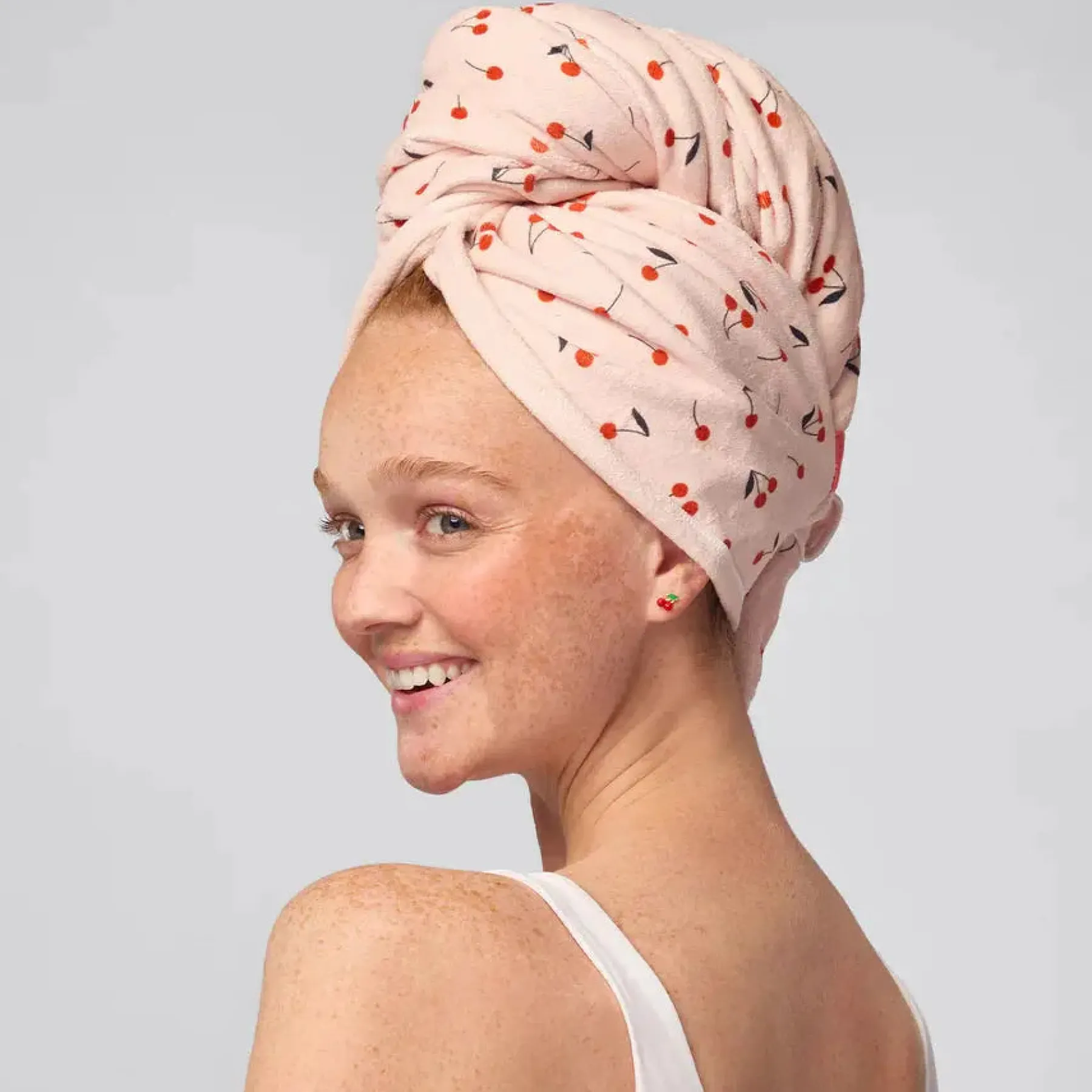 Best XL Hair Towel Wrap Cherry Print Haarhandtücher|Healthy Hair Methode