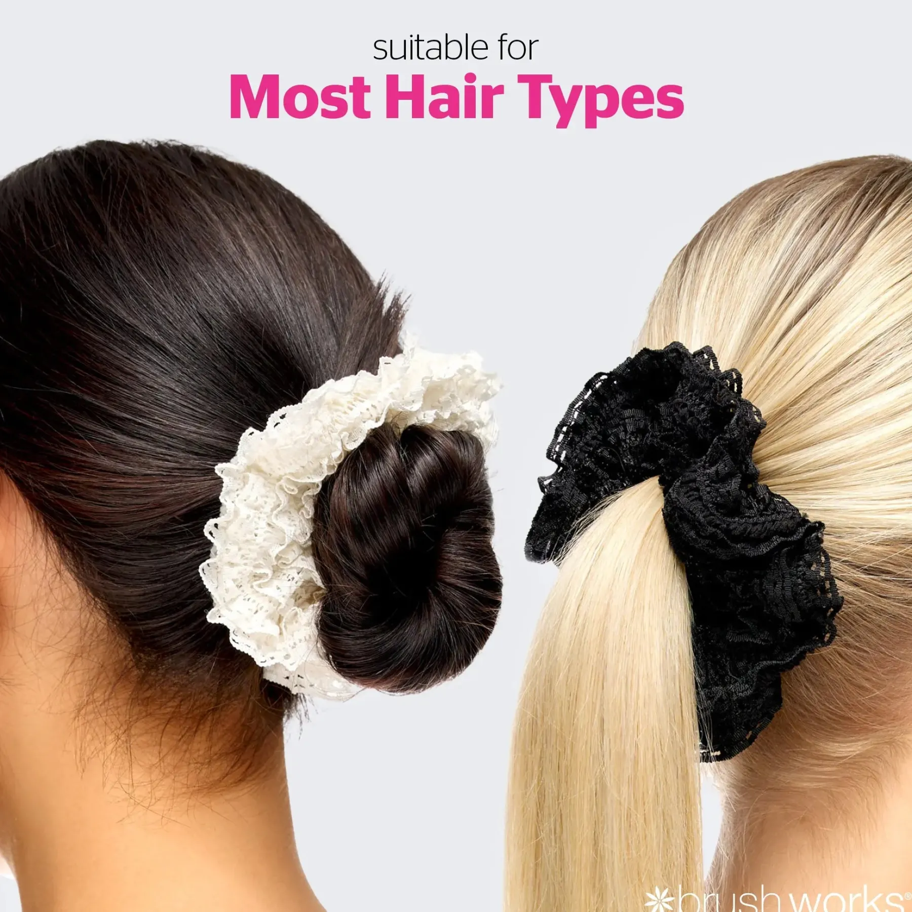 Outlet Lace Scrunchies Black & White Haargummis