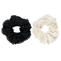 Outlet Lace Scrunchies Black & White Haargummis