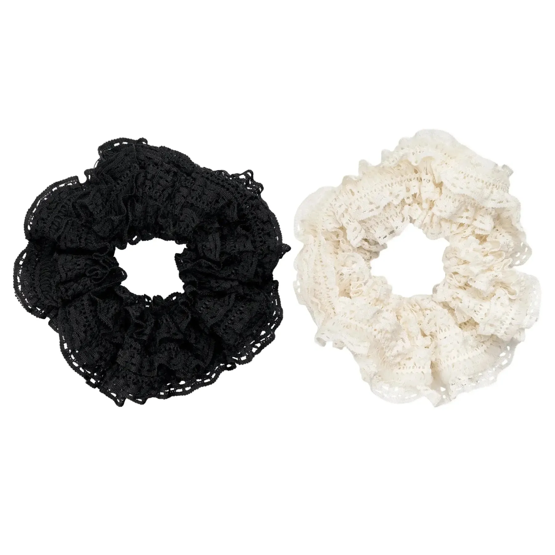 Outlet Lace Scrunchies Black & White Haargummis