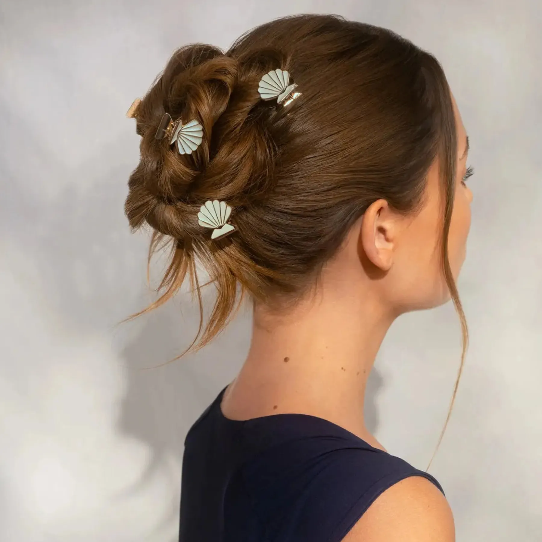 Sale Metal Clam Shell Hair Clip 2pc Set Gold & Pearlized Cream Haarpflege-Routinen & Sets|Haarspangen & -Clips