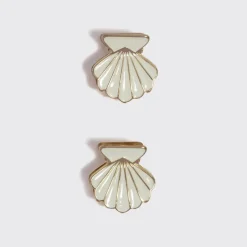 Sale Metal Clam Shell Hair Clip 2pc Set Gold & Pearlized Cream Haarpflege-Routinen & Sets|Haarspangen & -Clips