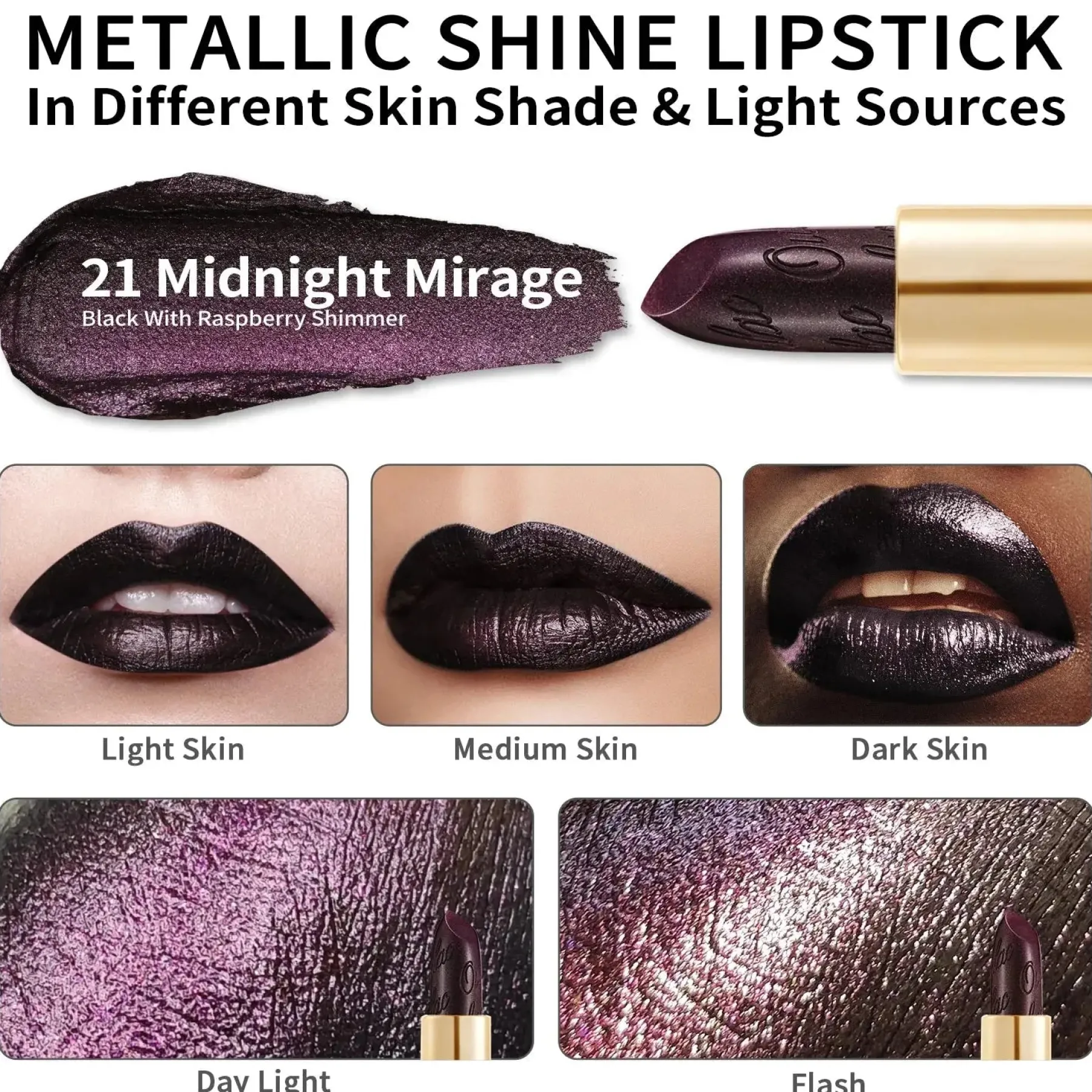 Sale Metallic Shine Lipstick 21 Midnight Mirage Lippenstift|Veganer Lippenstifte