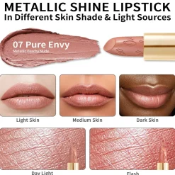 Discount Metallic Shine Lipstick 07 Pure Envy Lippenstift|Veganer Lippenstifte