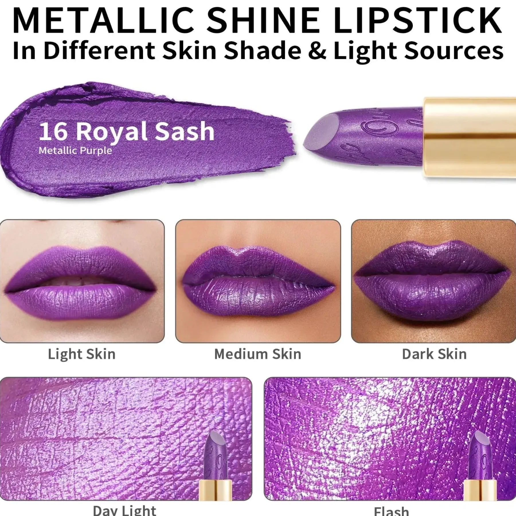 Metallic Shine Lipstick 16 Royal Sash Lippenstift|Veganer Lippenstifte