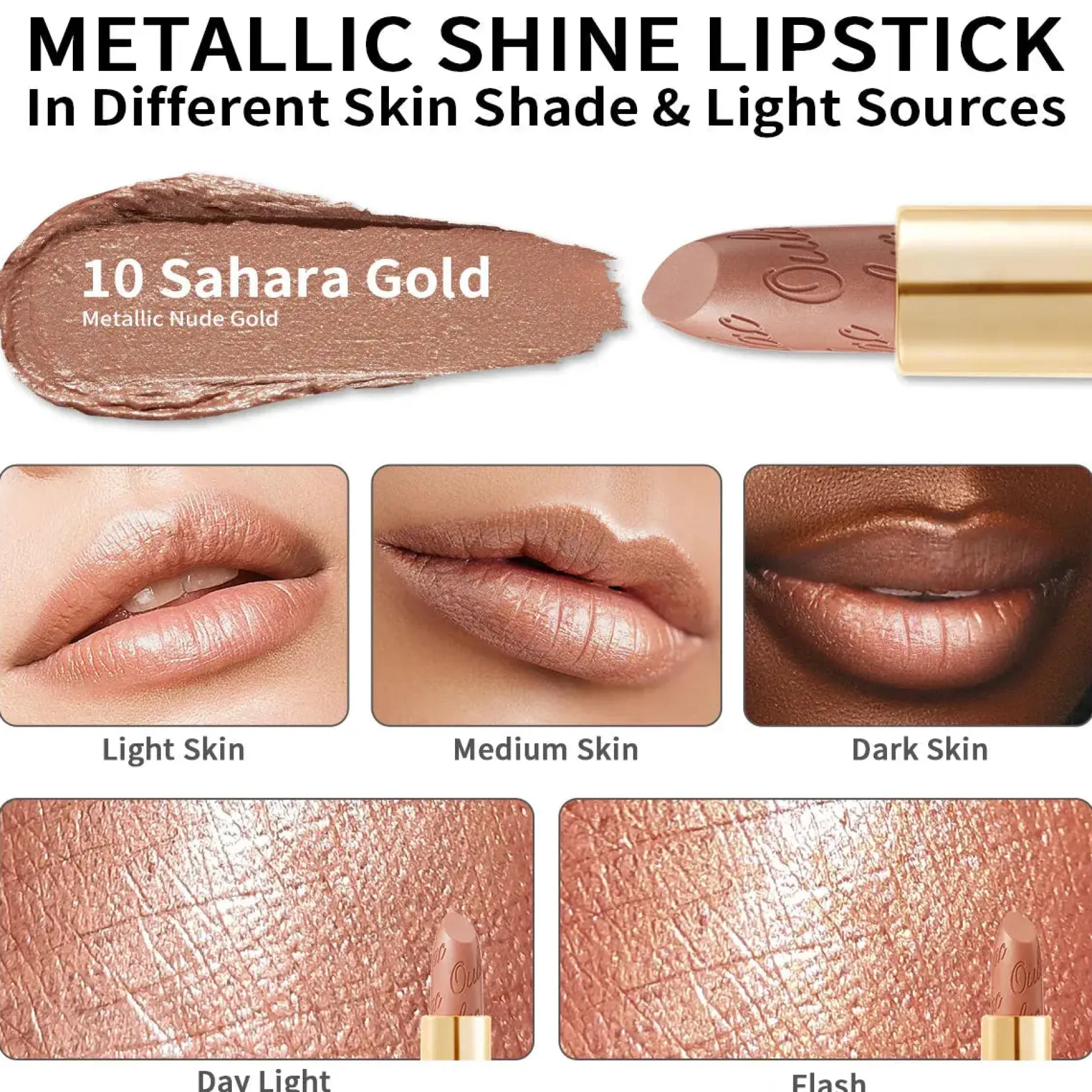 Sale Metallic Shine Lipstick 10 Sahara Gold Lippenstift|Veganer Lippenstifte
